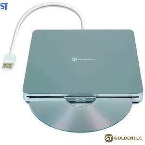 Leitor Gravador de CD/DVD Externo Portátil Slim USB | GT Slot IN Goldentec Prata