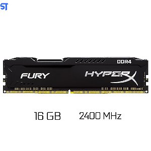 Memória Ram Desktop 16GB 2400MHz DDR4 Kingston HyperX Fury - HX424S20IB/16 CL 15