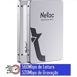 HD SSD Netac 1TB 2.5`SataIII 560Mbps de Leitura 520Mbps de Gravação - 3D Nand - Em Aluminio