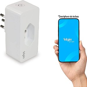 Plugue de Tomada Inteligente Wi-Fi Elgin 3 Pinos, 10A Elgin 48PLUGWIFI10 Compatível Com Alexa e Google Home
