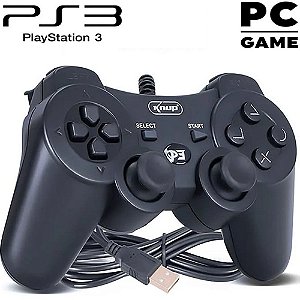 Controle Joystick Com Fio Para Ps3 e Computador Knup Kp- 4123A+ Preto