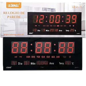 Relógio Parede Digital Led Termometro Calendario Lelong LE-2111