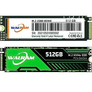 SSD M.2 NVME 512GB Walram 2000Mb/s Leitura 1800Mb/s Escrita