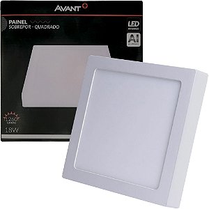 Painel de Sobrepor LED Avant 18W Bivolt, Quadrado, 20,5 x 20,5 cm, 6500K BrancoV AI Aluminio