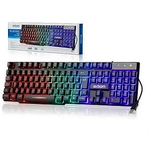 Teclado Gamer Semi Mecanico LED Abnt2 Exbom 3859 BK-151C