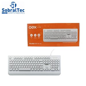 Teclado Oex Pop In, ABNT2, Branco - TC401