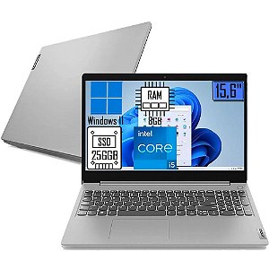 Notebook Lenovo Ideapad 3i 15ITL-6 Intel Core i5-1135G7 8GB (Intel Iris Xe) 256GB SSD W11 15,6" 82MD007BR Prata