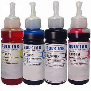 Kit Refil Bulk Ink Tinta Corante Epson-Hp Et 365-664 Aston Et 4 Cores 400ml