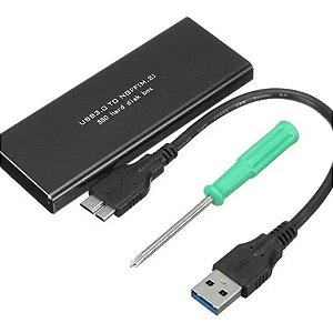 Case Mini para HDs SATA III NGFF / M.2 B Key USB 3.0 alumínio 5Gbps EXBOM CGHD-M2B31