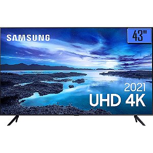 Smart TV 43" UHD 4K Samsung 43AU7700, Processador Crystal 4K, Tela sem limites, Alexa built in, Controle Único