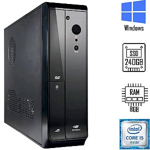 Computador Micro ATX Slim Core I5 6th, 3.2ghz LGA 1156, Memória 8GB DDR4, SSD 240GB - Teclado Mouse e Cabos