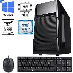 Computador Intel Core i7- 3770 | 3.4Ghz - Memoria Ram DDR3 16GB - SSD 512GB -C3Tech ATX 200w Teclado Mouse e Cabos