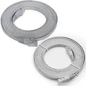 Patch Cord Flat Cable RJ45 Gigabit Flexível Cat6 3m Cinza