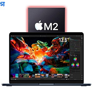 Notebook Apple MacBook Air Meia Noite 256GB SSD Tela 13.6 Chip M2 CPU 8-Core e GPU Oito Núcleos-MLY33BZ