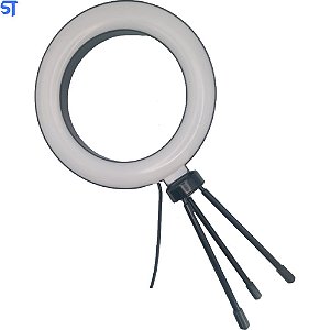 Ring Light 10" 3 Cores com Ajuste de Itensidade e Suporte