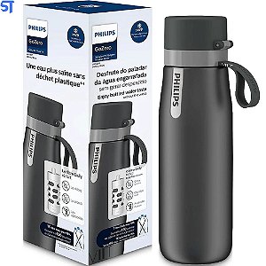 Garrafa de agua Philips AWP2771GRR Cinza - Squeeze com Capacidade de 550ml Com Filtro AWP285 GoZero Daily com estrutura