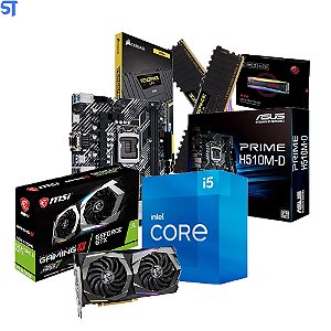 Kit Upgrade para Gamer Intel Core i5-11400 + Placa Mãe H510M-D + Ssd M.2 256Gb + 16GB DDR4 Corsair + GTX  1660 super