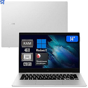 Notebook Samsung Galaxy Book Go Snapdragon 8 núcleos 4GB 128GB SSD Tela Full HD 14" Windows 11 Professional NP340XLA-K05