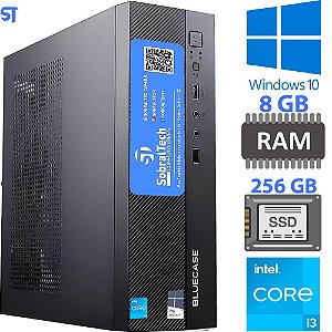 Computador Mini Slim Core I3- 10th 10100 3,6 Ghz,  Memória 8GB DDR4, SSD 256GB - Vertical e Horizontal / MINI-ITX