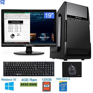 Computador Core i3-2100-HD SSD 240GB King-Memória Ram 8GB- Com Monitor 19 HDMI- Teclado Mouse e MousePad-  10 Portas USB