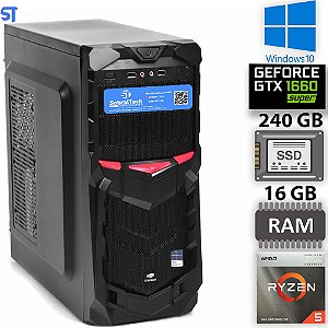 Computador Gamer Ryzen  5 4600G- HD SSD 240GB -Memoria 16GB DDR4 King- Placa de Video GTX 1660, 6GB Super