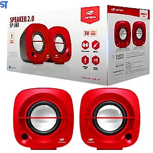 Caixa de Som Speaker 2.0 SP-303RD Preto e Vermelho C3Tech