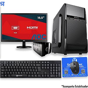 Computador Core i3-2100-HD SSD 240GB Kingston- Ram 8GB- Com Monitor 18.5 AOC  HDMI- Estabilizador Teclado Mouse e MouseP