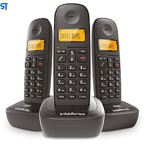 Telefone sem Fio Intelbras com 2 Ramais Adicionais TS2513 Preto