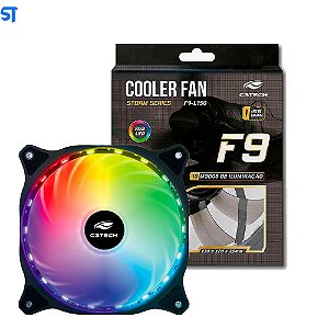 Cooler Fan F9-L150RGB Storm 12cm - Com iluminação RGB 18LED Rolamento FDB 12v 1200RPM C3Tech