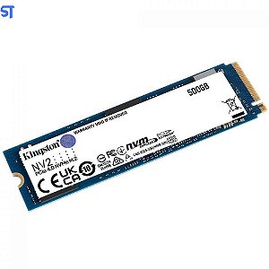 SSD M.2 Kingston NV2 500GB / NVMe PCIe 4.0 x4, Gen4- (SNV2S/500G) Leitura 3500MB/s, Gravação 1300MB/s - SNV2S/500G