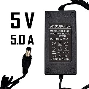 Fonte 5V 5A Estabilizada Bivolt Pino 5,5mm x 2,4mm P4 - ODL-0550