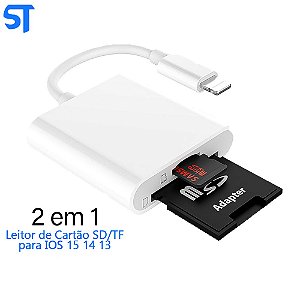 Adaptador Hub Cartão De Memória SD TF para iPhone - 14 13 12