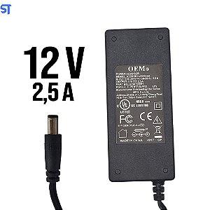 Fonte de Alimentação 12V 2.5A 30W Pino 5,2mm x 2,5mm Modelo: ADS0361-U120250