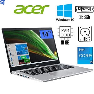 Notebook Acer Intel Core i5 11ª Gen-Ram 16GB-SSD NVMe 256GB - Aspire 5 A514-54-54LT Windows 10 Home 14' Full HD