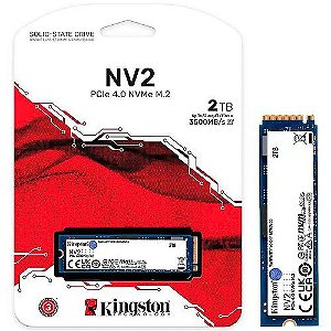 SSD M.2 Kingston NV2 2TB / NVMe PCIe 4.0 x4, Gen4- (SNV2S/2000G) Leitura 3500MB/s, Gravação 1300MB/s - SNV2S/2000G+