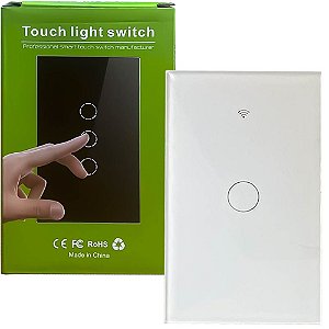 Interruptor de Parede Inteligente Um Botão Touch para Casa WiFi com Led Tuya - Branco