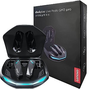 Fones de Ouvido Bluetooth 5.3 Gamer Lenovo Tinkplus GM2 Pro 360° Surround Modo Duplo com Cancelamento de Ruído - Preto