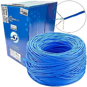 Caixa de Cabo de Rede Cat5E, 305 Metros, Utp 4p 4PX24AWG UTP CMX 100% Cobre WEC Azul