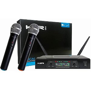 Kit Microfone Sem Fio + Receptor UHF Com 2 Antenas + 02 Microfone de Mão - KSR KT-02