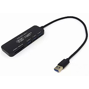 HUB USB 3 Portas 3.0 e 2.0, Com Leitor de Cartão Micro SD integrado  KP-HB502