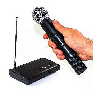 Microfone Sem Fio Wireless VHF 175MHz Alcance de até 40 Metros KP-910