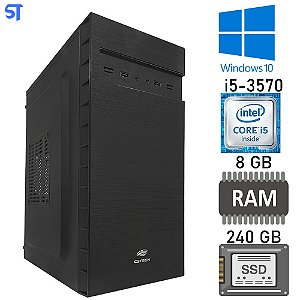 Computador Core i5 3570, SSD 240GB, Memória Ram 8GB, Gab MT-32BK, Windows 10