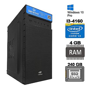 Computador Core i3 4160,SSD 240GB, Memória 4GB, GaB MT32BK, Windows, Mouse Pad Brinde
