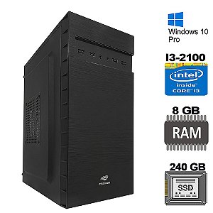 Computador Core i3 2100, SSD 240GB WD, Memória 8GB, GaB MT32BK, Win 10