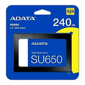 SSD 240GB Adata SU650, SATA III, 2.5, Leitura: 520MB/s e Gravação: 450MB/s, ASU650SS, 240GT-R