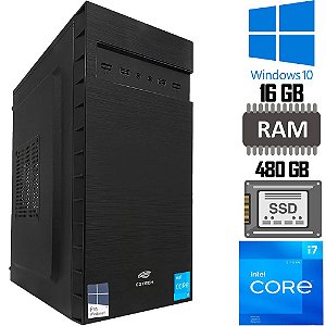 Computador Intel Core i7- 3770 3.4Ghz, Memoria Ram DDR3 16GB, SSD 480GB, C3Tech ATX 200w Teclado Mouse e Cabos