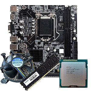 Kit Para Montagem de Computador, Placa Mãe GT-H61, Processador Core i3- 3220, Memória 8GB DDR3, Cooler Para Processador