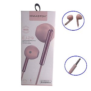 Fone De Ouvido Stereo Com Microfone H'maston Ej-29 Rosa