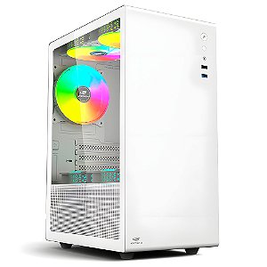 Gabinete Gamer C3Tech MT-G200WH, Lateral Em Vidro Temperado, Com 3 Coolers Fans S/Fonte