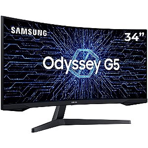 Monitor Gamer Samsung Odyssey G5 34' VA, Curvo, Wide, 165 Hz, 2K QHD, 1ms, FreeSync Premium, HDR10, HDMI- LC34G55TWWLXZD